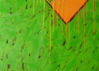 Triangulation (Vert-Orange-Vert), 211.5 x 152 cm, 1982, SOLD